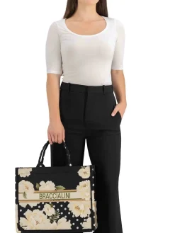 BORSA A MANO DONNA - BRACCIALINI BIANCO-NERO - B19280-TY