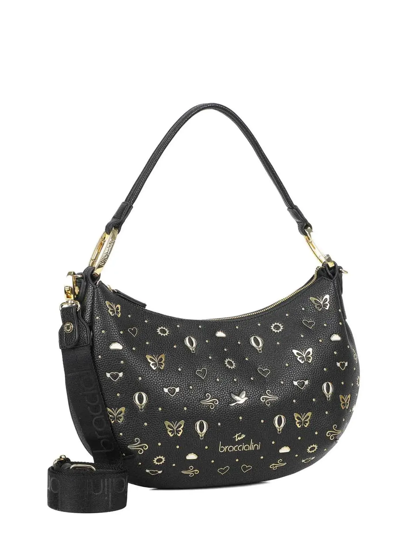 BORSA A SPALLA DONNA - BRACCIALINI NERO - B18882-YY