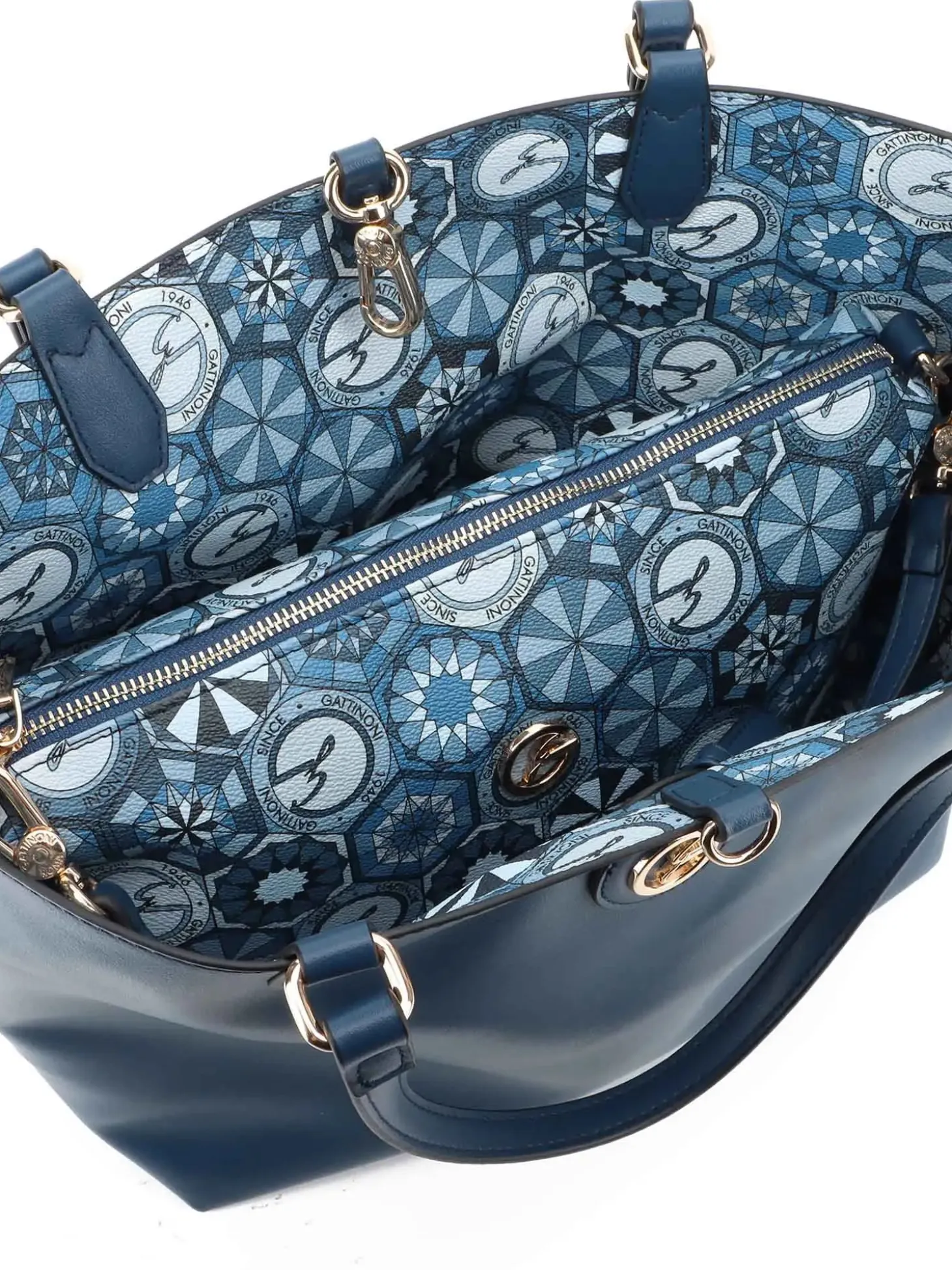BORSA A SPALLA DONNA - GATTINONI ROMA BLU - BINTD8156WZT