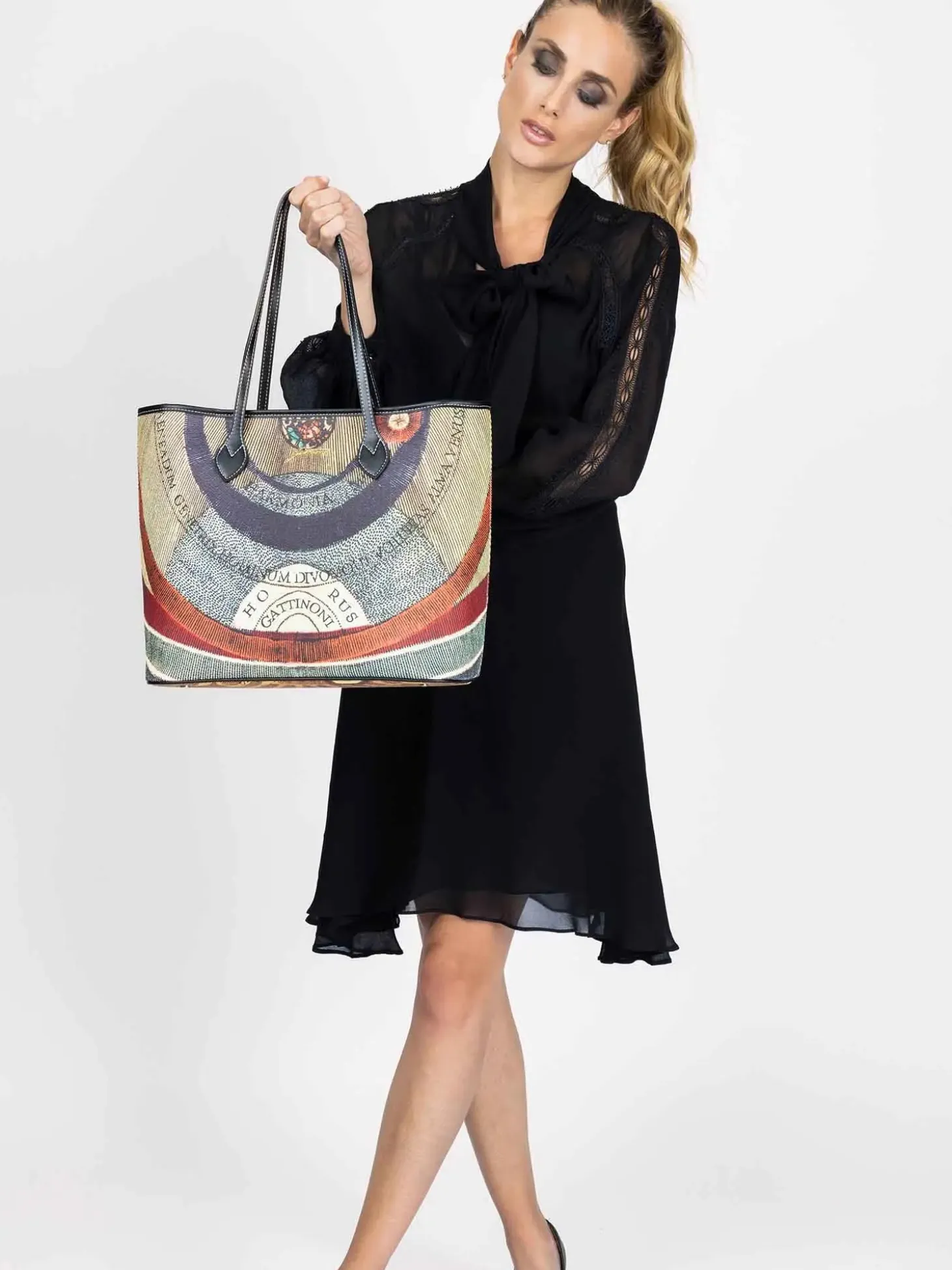 BORSA A SPALLA DONNA - GATTINONI CLASSICO-NERO - BIGPL6434WPQ