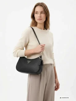 BORSA A SPALLA DONNA - GUESS NERO - HWZG96 72180