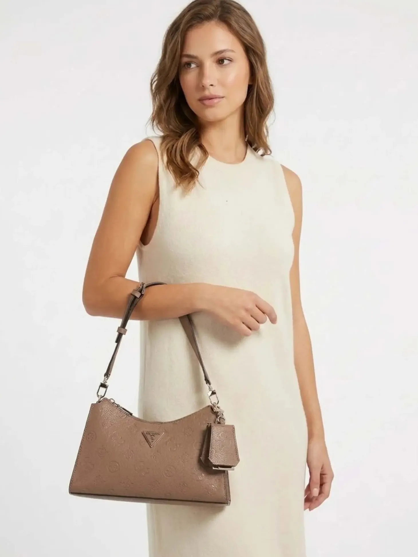 BORSA A SPALLA DONNA - GUESS TAUPE - HWPD98 88180