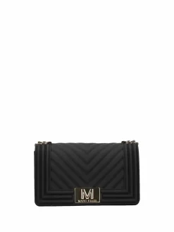 BORSA A SPALLA DONNA - MARC ELLIS NERO-ORO - FLAT S 26