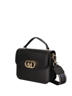 BORSA A SPALLA DONNA - MARC ELLIS NERO-ORO - FLAT EAR 26