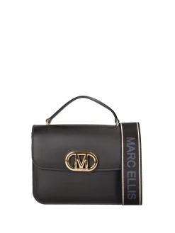 BORSA A SPALLA DONNA - MARC ELLIS NERO-ORO - FLAT EAR 26