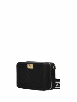 BORSA A SPALLA DONNA - MARC ELLIS NERO-ORO - FLAT BLUSH
