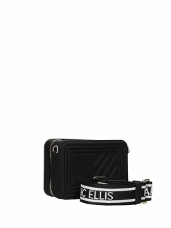 BORSA A SPALLA DONNA - MARC ELLIS NERO-ORO - FLAT BLUSH