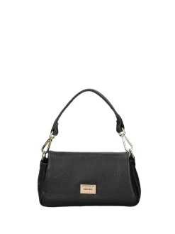 BORSA A SPALLA DONNA - MARC ELLIS NERO-ORO - VIRGINIA S PLATE