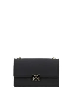 BORSA A SPALLA DONNA - MARC ELLIS NERO-ORO - FLAT SUPERMEE M.