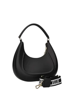 BORSA A SPALLA DONNA - MARC ELLIS NERO-ORO - FLAT HERO M