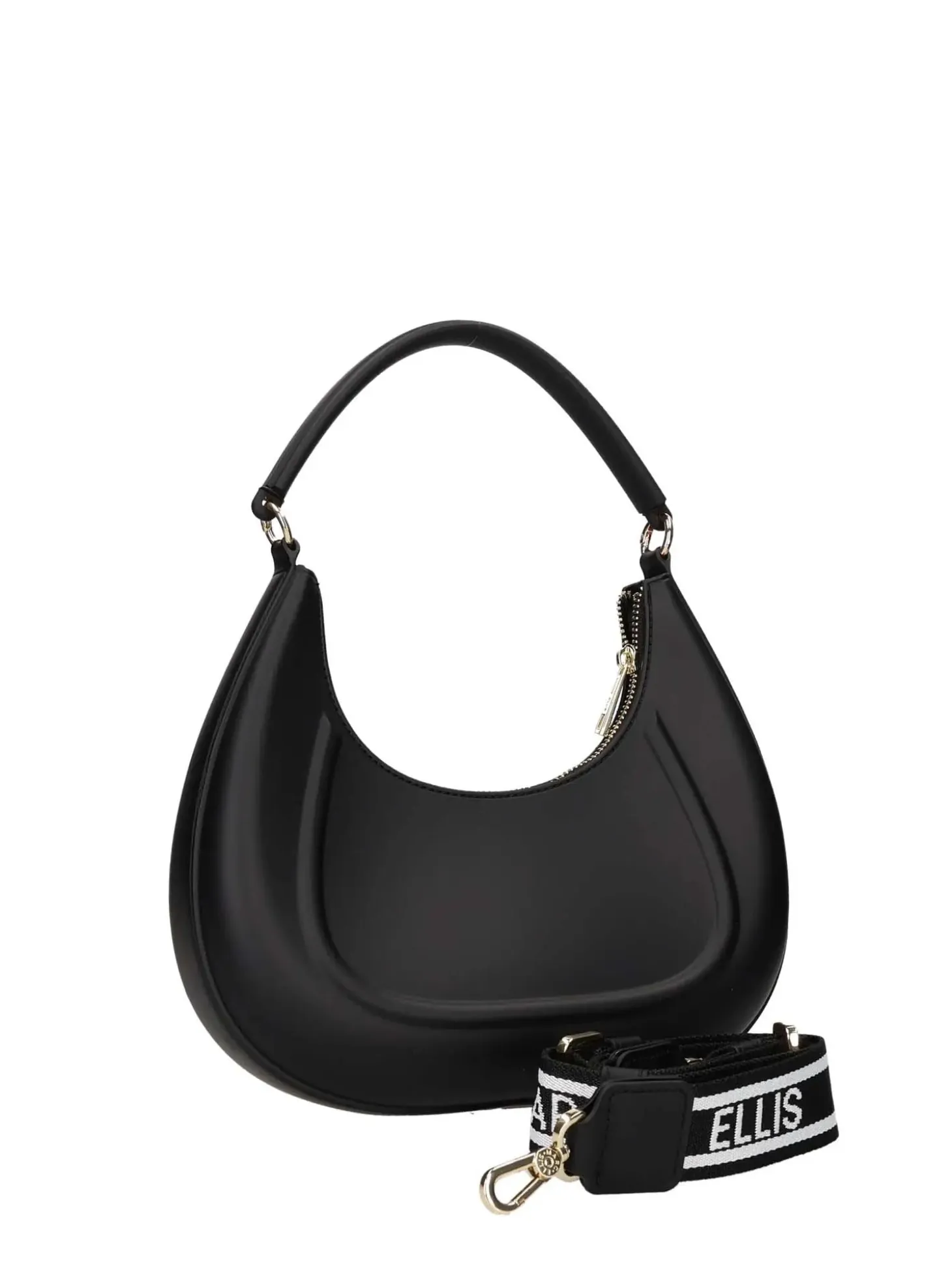 BORSA A SPALLA DONNA - MARC ELLIS NERO-ORO - FLAT HERO M