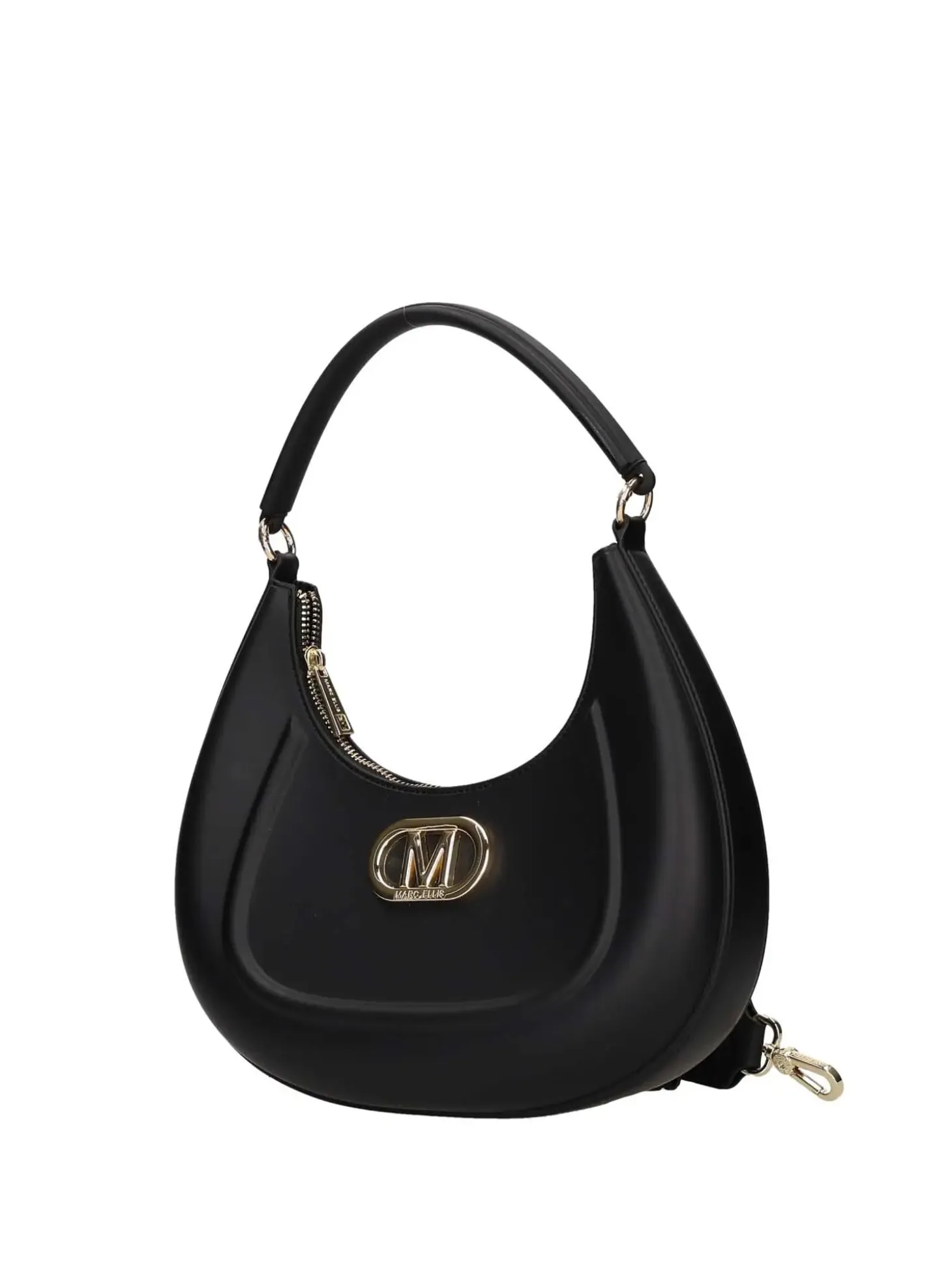 BORSA A SPALLA DONNA - MARC ELLIS NERO-ORO - FLAT HERO M