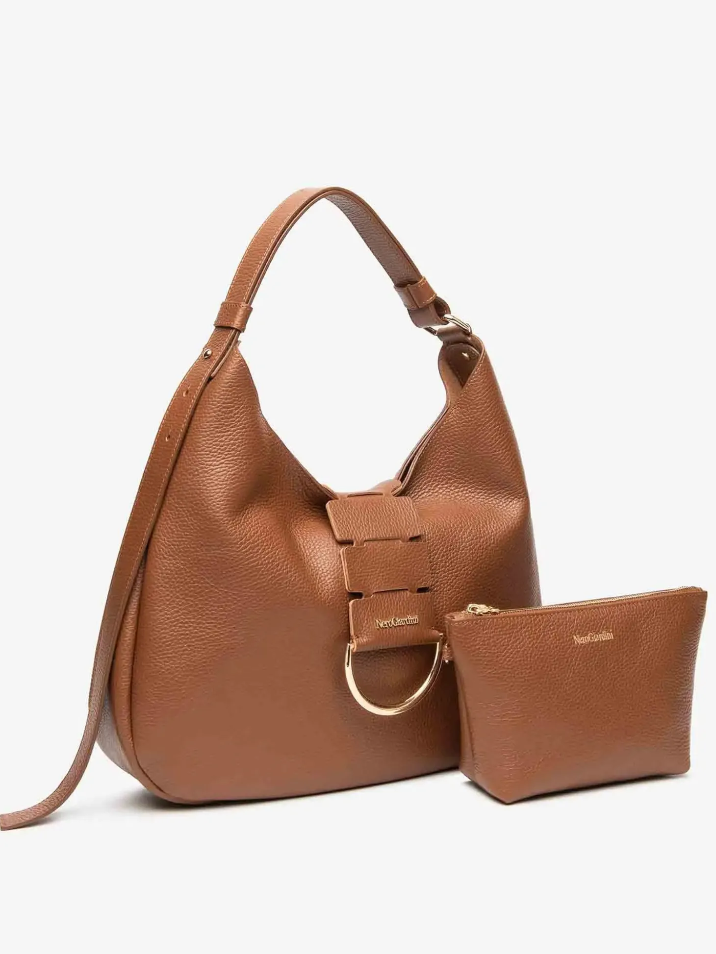 BORSA A SPALLA DONNA - NERO GIARDINI CUOIO - E644161D