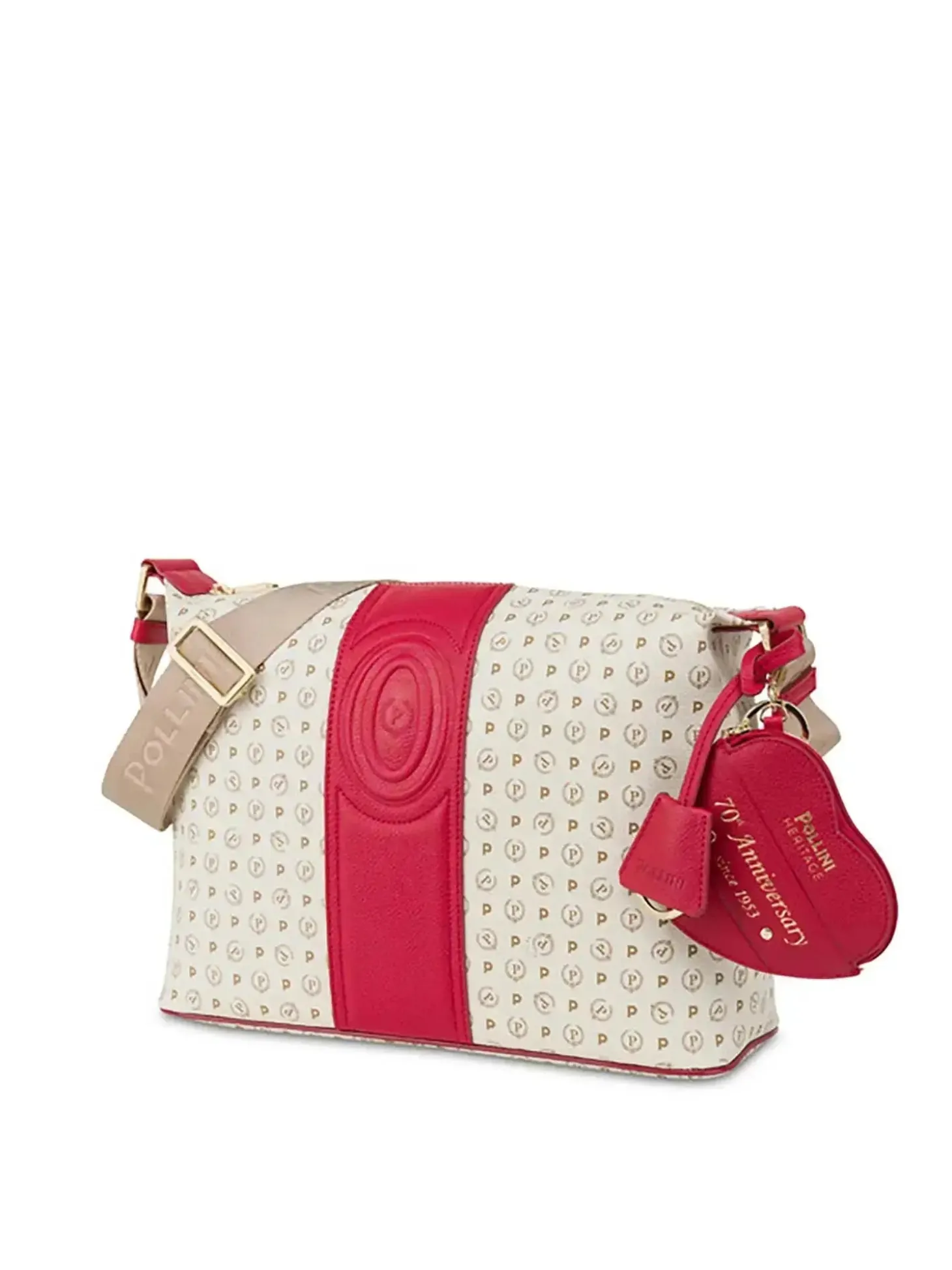 BORSA A SPALLA DONNA - POLLINI AVORIO-ROSSO - TE8400PP02Q1Z