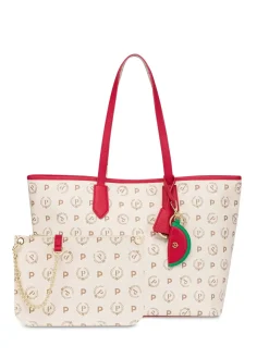 BORSA A SPALLA DONNA - POLLINI AVORIO-ROSSO - TE8427PP06Q1Y