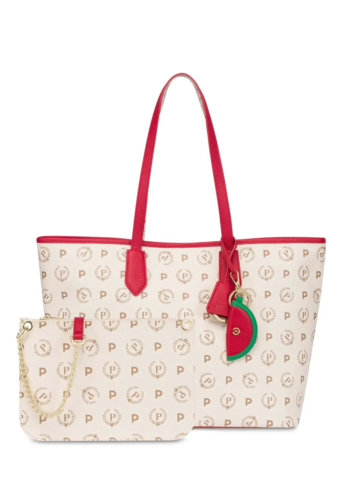BORSA A SPALLA DONNA - POLLINI AVORIO-ROSSO - TE8427PP06Q1Y