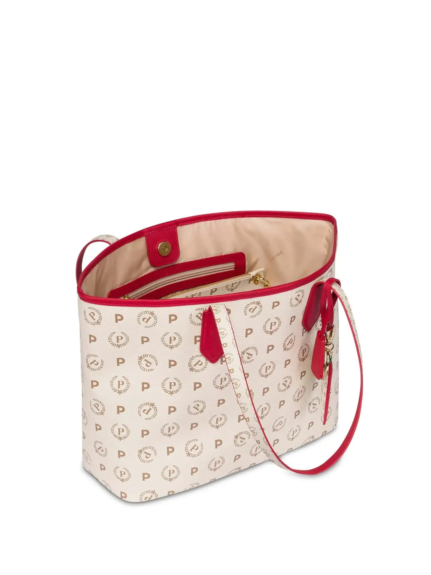 BORSA A SPALLA DONNA - POLLINI AVORIO-ROSSO - TE8427PP06Q1Y