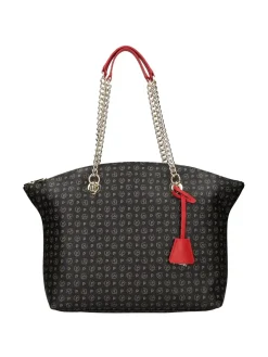BORSA A SPALLA DONNA - POLLINI NERO-ROSSO - TE8408PP02Q11