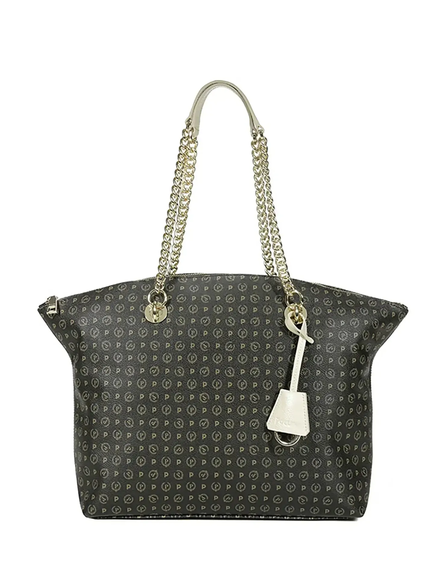 BORSA A SPALLA DONNA - POLLINI NERO-AVORIO - TE8408PP02Q11