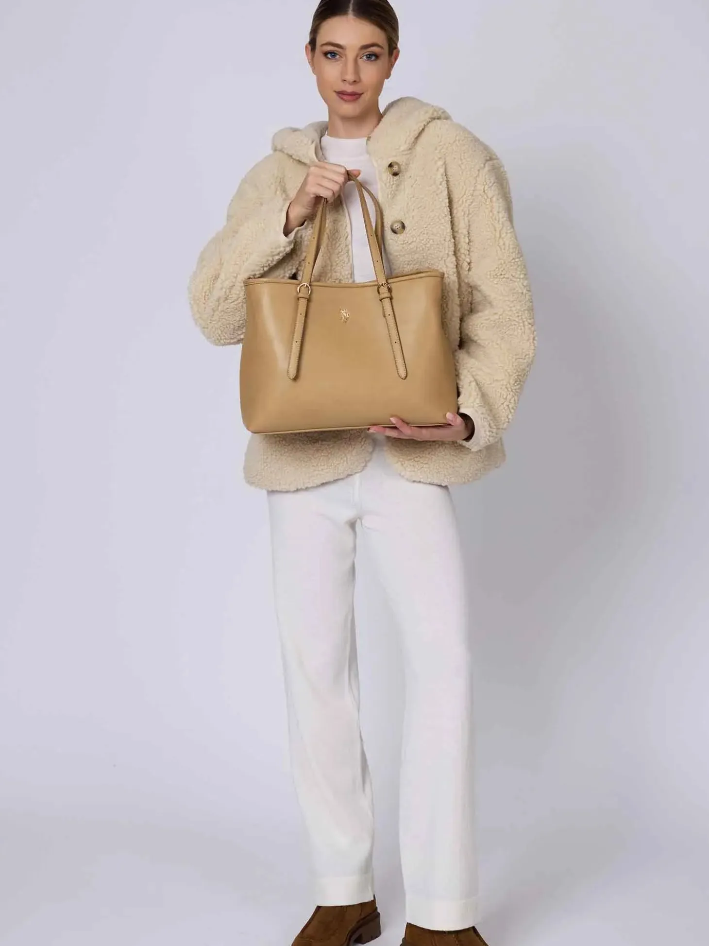 BORSA A SPALLA DONNA - US POLO ASSN. BEIGE - BIU4B8935WVP