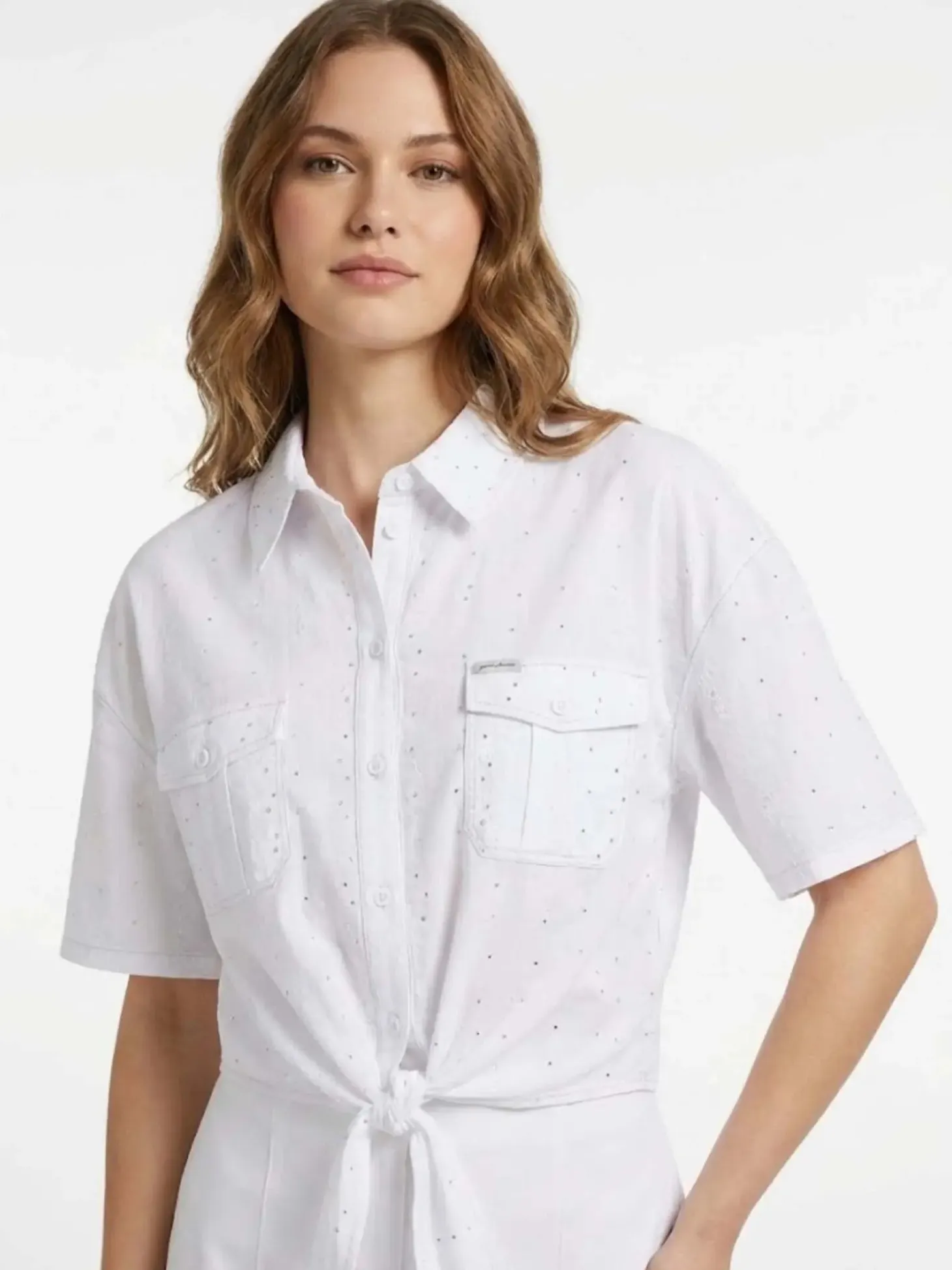 CAMICIA DONNA - GUESS JEANS BIANCO - W6GHA3 WO331
