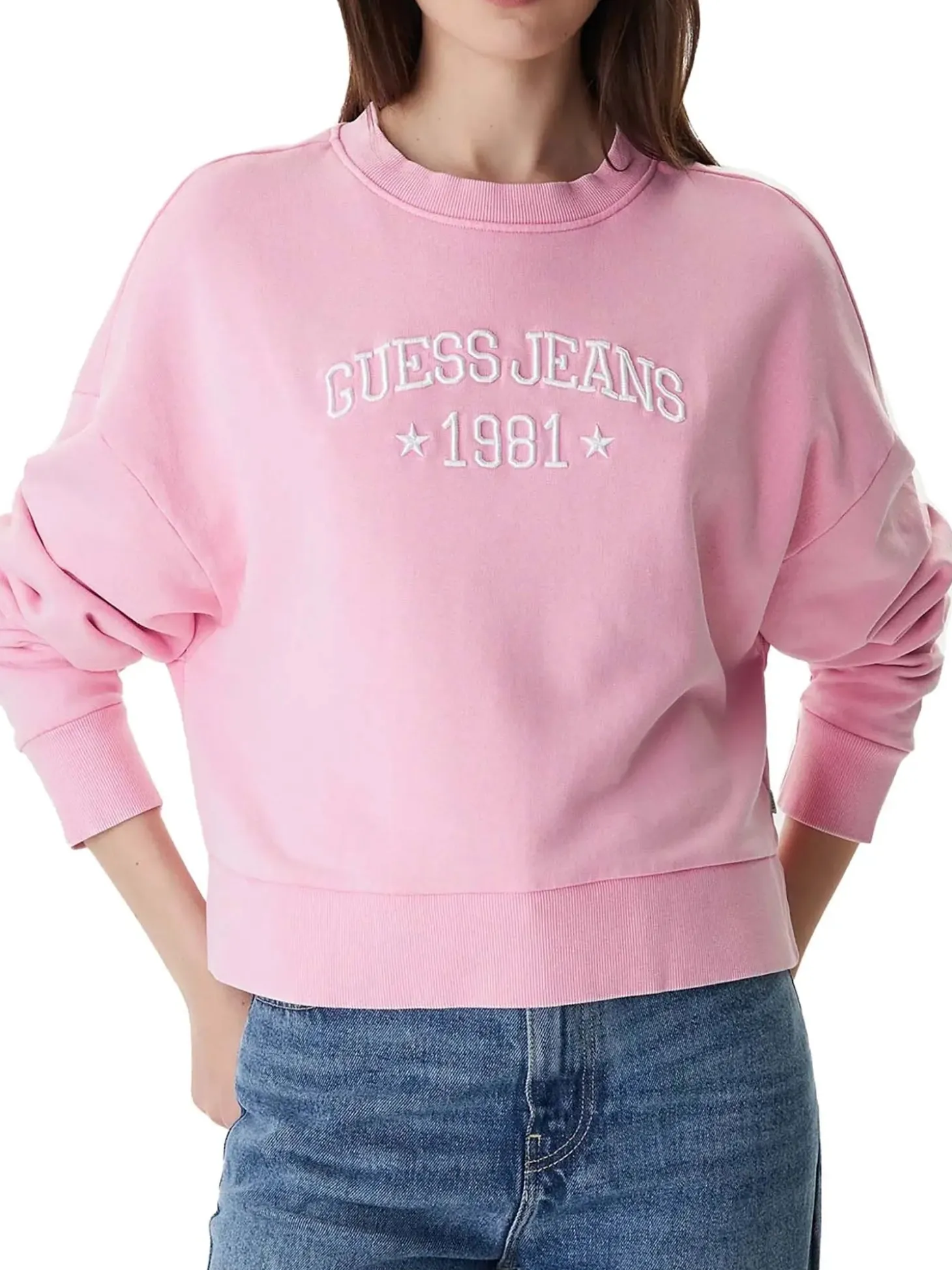 FELPA DONNA - GUESS JEANS ROSA - W6RQ04 KCPR1