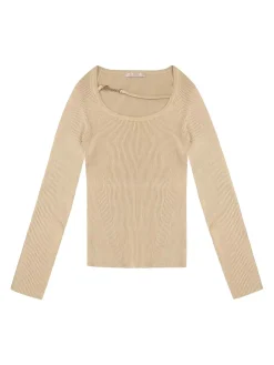 MAGLIA DONNA - GUESS APPAREL BEIGE - W6YR22 Z0966