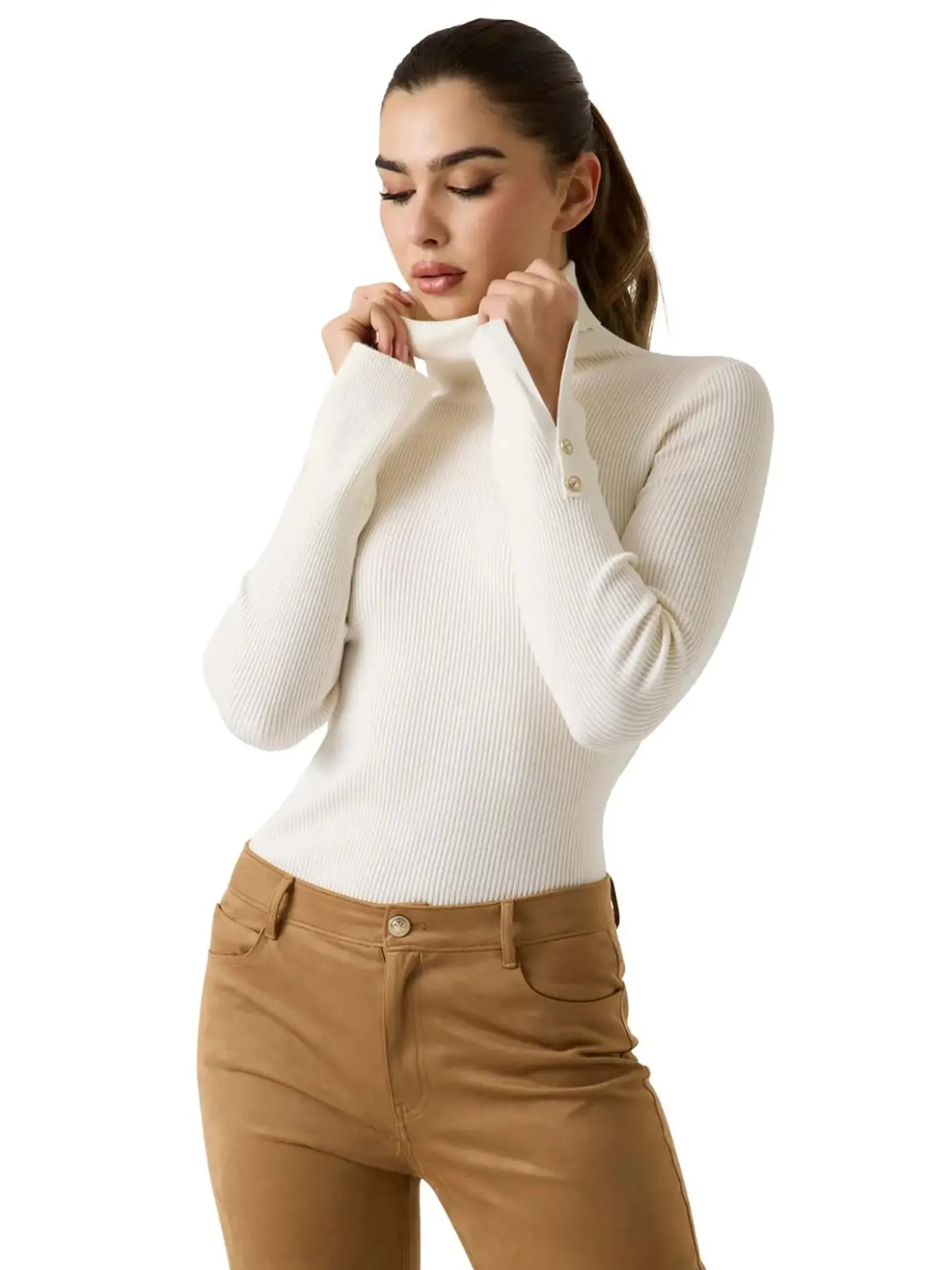 MAGLIA DONNA - GUESS APPAREL BIANCO - W6BR29 Z1417
