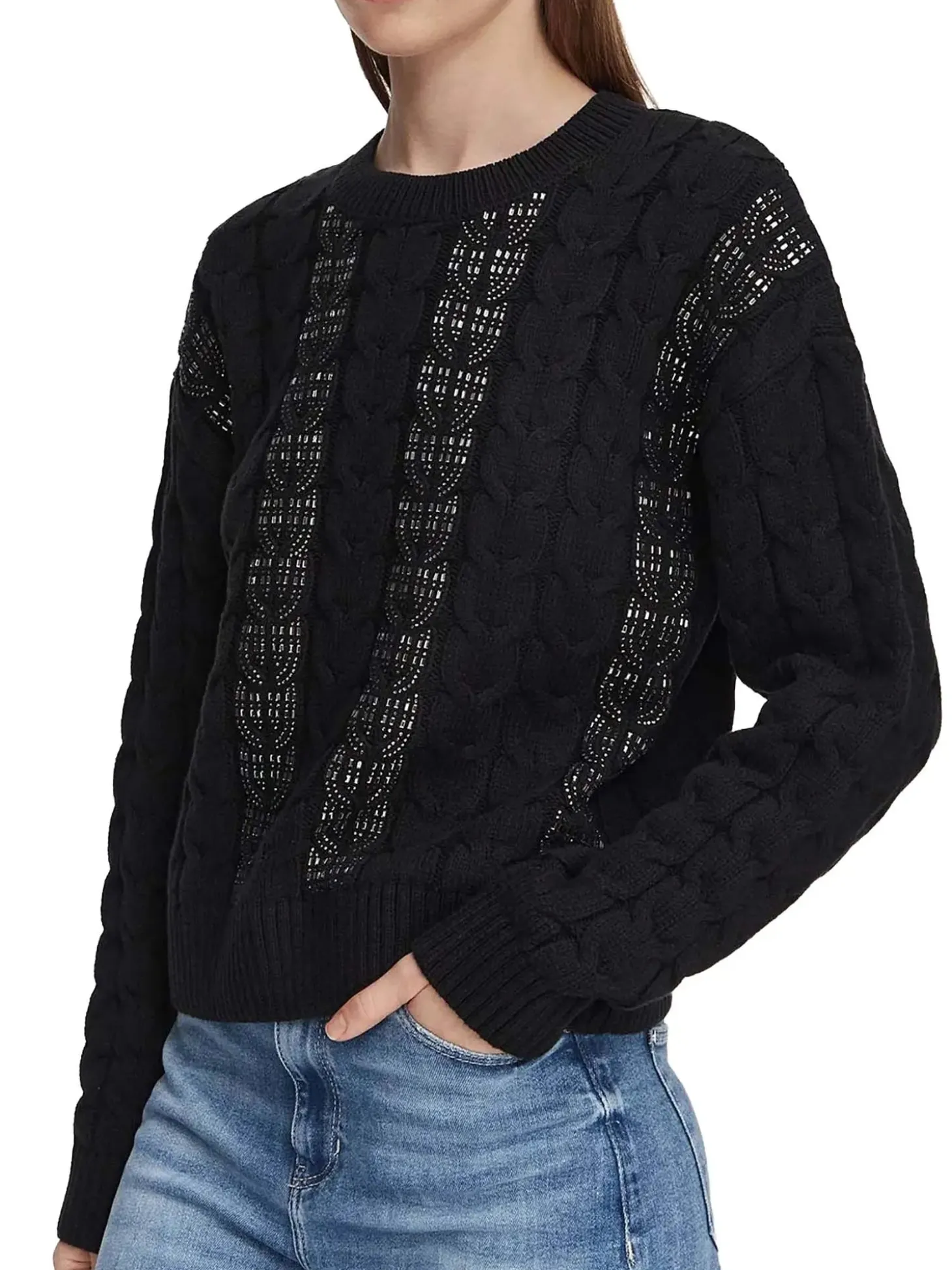 MAGLIA DONNA - GUESS APPAREL NERO - W6YR21 Z0965
