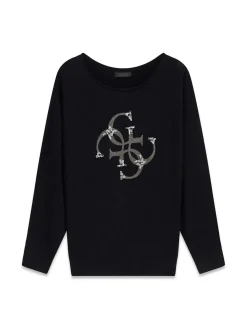 MAGLIA DONNA - GUESS APPAREL NERO - W6YR27 Z0975