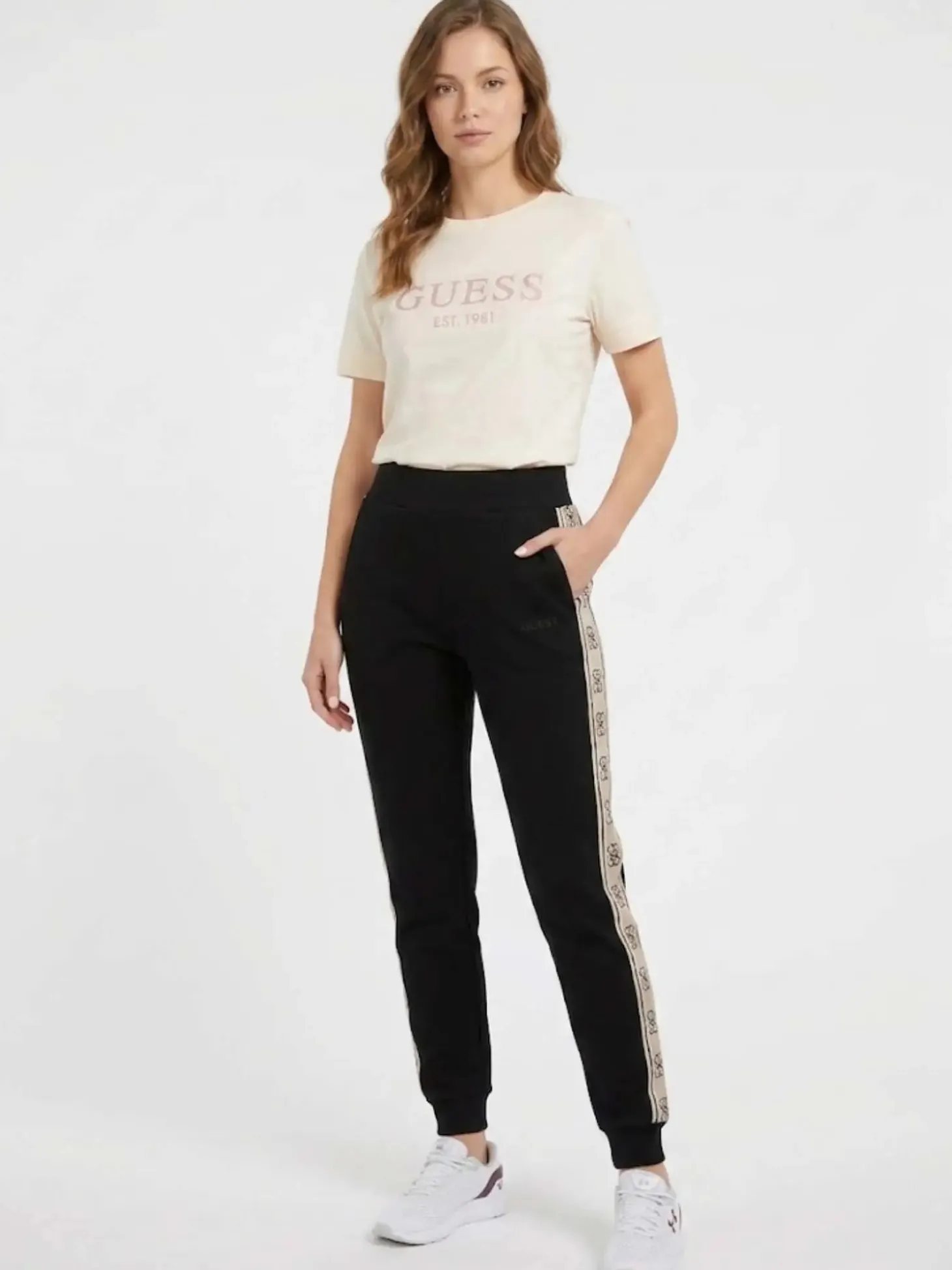 PANTALONE TUTA DONNA - GUESS ATHLEISURE NERO - V2YB15 KB3P2