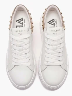SNEAKERS DONNA - EMANUELLE VEE BIANCO-ORO - 462P-100-10-P003