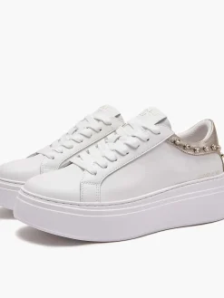 SNEAKERS DONNA - EMANUELLE VEE BIANCO-ORO - 462P-100-10-P003