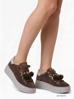 SNEAKERS DONNA - EMANUELLE VEE MARRONE - 462P-100-12-P011