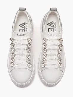SNEAKERS DONNA - EMANUELLE VEE BIANCO-ARGENTO - 462P-100-13-P003