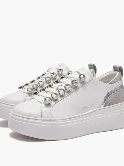SNEAKERS DONNA - EMANUELLE VEE BIANCO-ARGENTO - 462P-100-13-P003