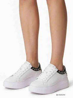 SNEAKERS DONNA - EMANUELLE VEE BIANCO-NERO - 462P-100-10-P003
