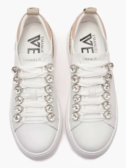 SNEAKERS DONNA - EMANUELLE VEE BIANCO-SABBIA - 462P-100-13-P003