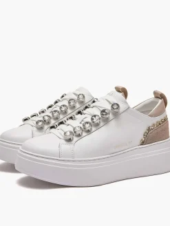 SNEAKERS DONNA - EMANUELLE VEE BIANCO-SABBIA - 462P-100-13-P003