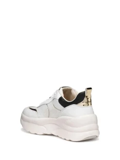 SNEAKERS DONNA - GEOX BIANCO-ORO - D651FB 09BBN