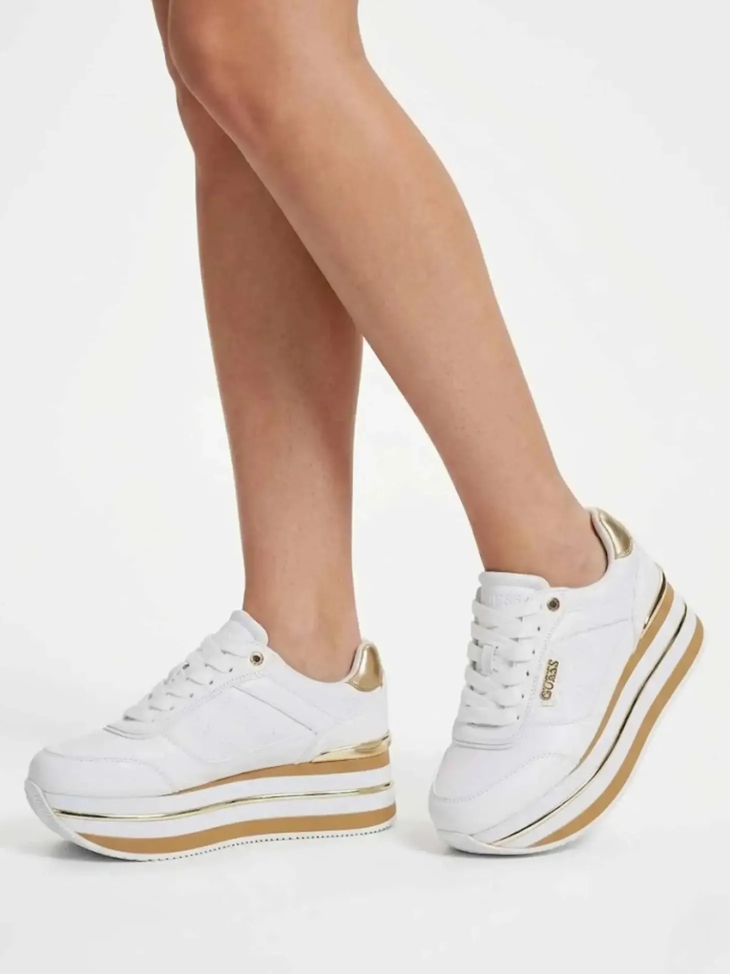 SNEAKERS DONNA - GUESS BIANCO-PLATINO - FLJHN4 ELE12