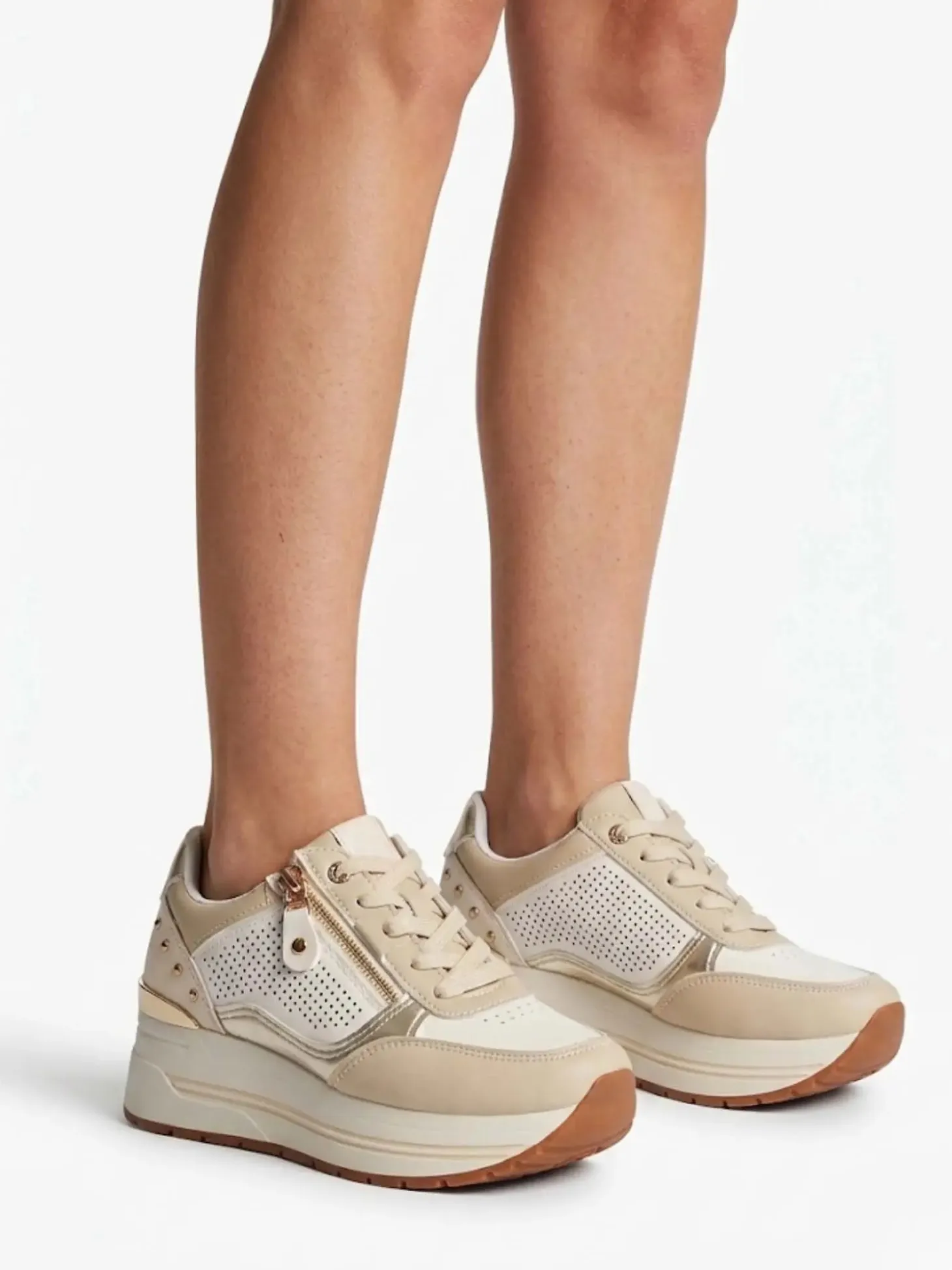 SNEAKERS DONNA - NINI BEIGE-BIANCO - 26274