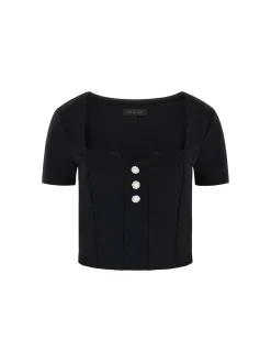 TOP DONNA - GUESS APPAREL NERO - W6RP08 KCBO2