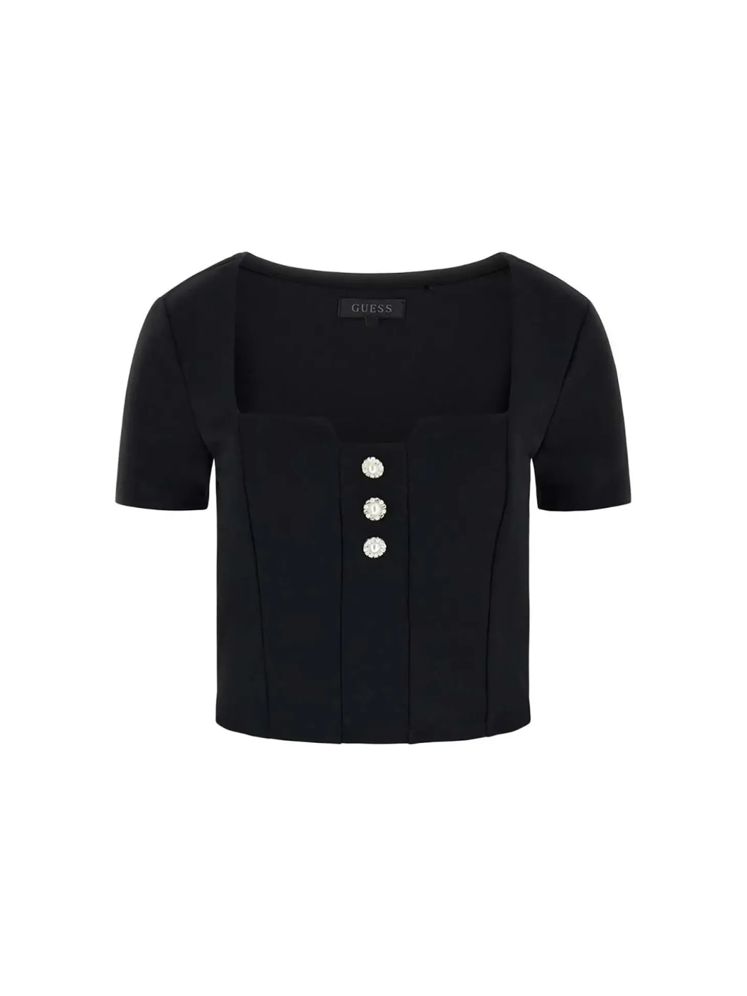 TOP DONNA - GUESS APPAREL NERO - W6RP08 KCBO2