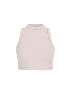 TOP DONNA - GUESS ATHLEISURE BIANCO SPORCO - V3GP19 K8RT2