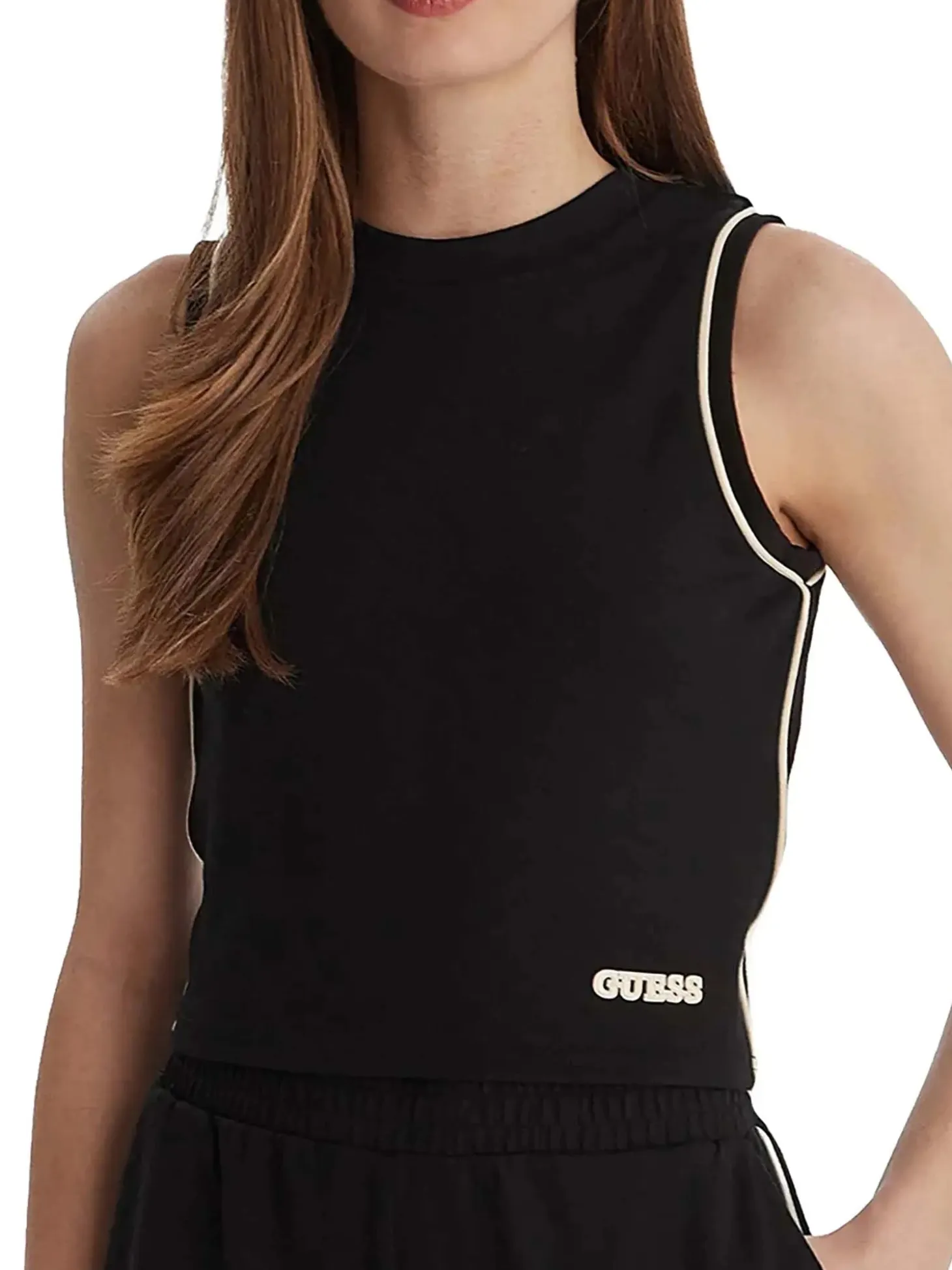 TOP DONNA - GUESS ATHLEISURE NERO - V6GP17 K3215