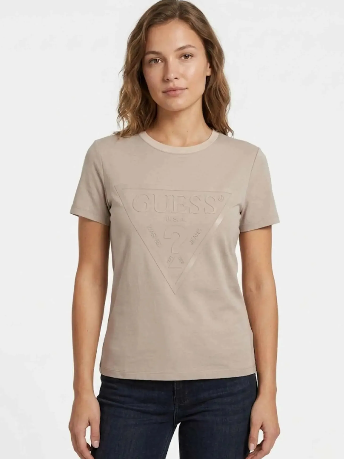 T-SHIRT DONNA - GUESS ATHLEISURE BEIGE - V2YI07 K8HM0