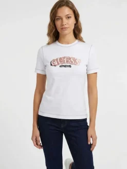 T-SHIRT DONNA - GUESS ATHLEISURE BIANCO - V6GI15 K2982