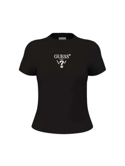 T-SHIRT DONNA - GUESS ATHLEISURE NERO-BIANCO - V4YI21 KCDH1
