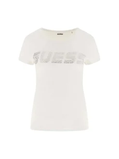 T-SHIRT DONNA - GUESS ATHLEISURE BIANCO SPORCO - V4BI16 KCIV1